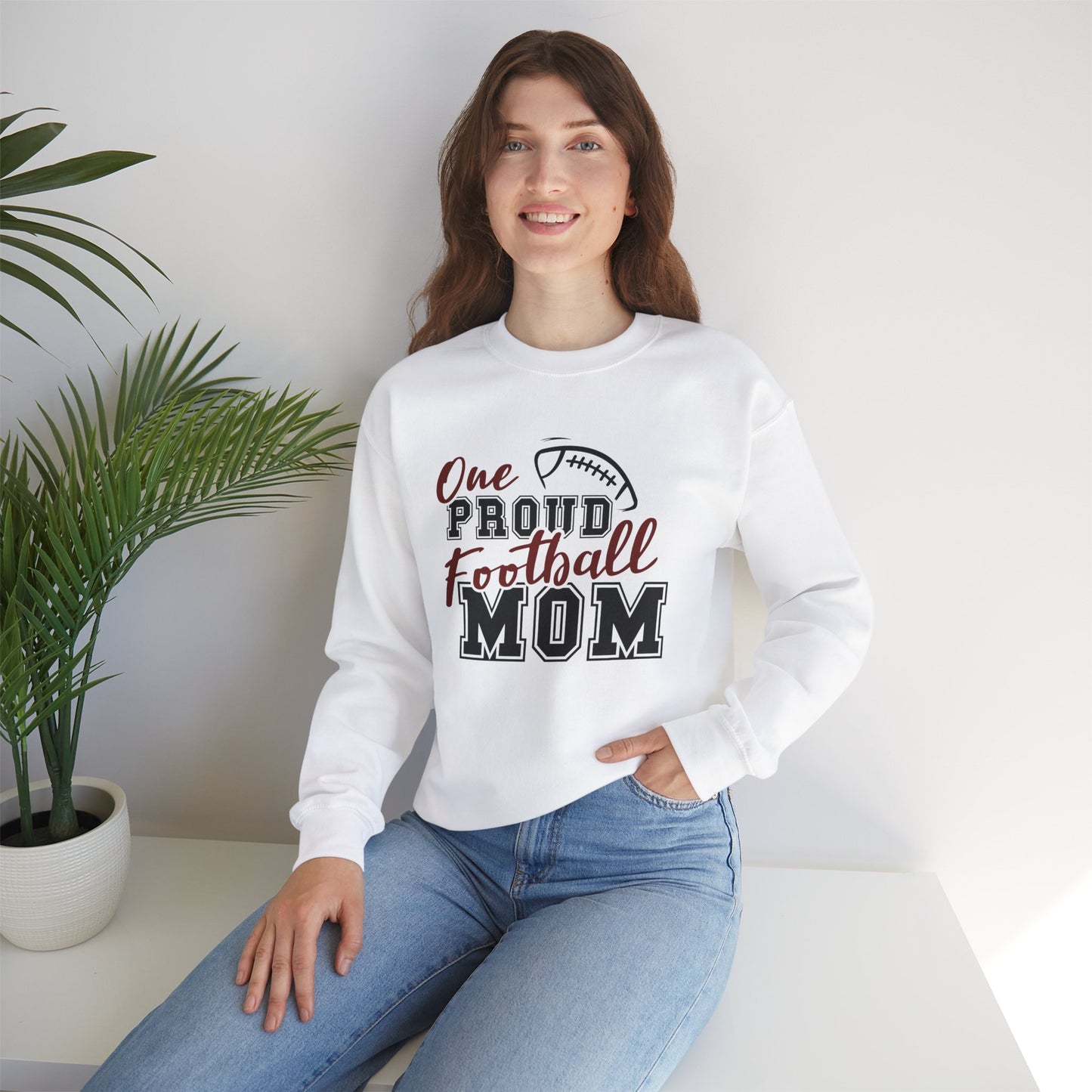 One Proud Football Mom Crewneck Sweatshirt